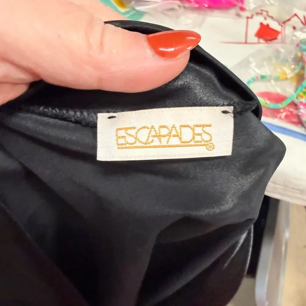 Vintage 80’s Elegant Black Satin Drape Top - Picture 5 of 5